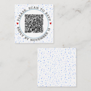 Carte D'accompagnement Code QR RSVP frontière bleue et confetti