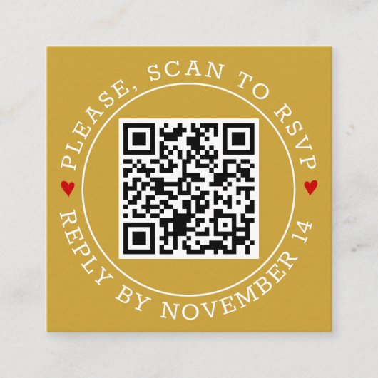 Carte D'accompagnement Code QR RSVP frontière or moderne mariage (Devant)