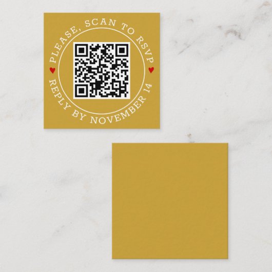 Carte D'accompagnement Code QR RSVP frontière or moderne mariage (Devant / Derrière)