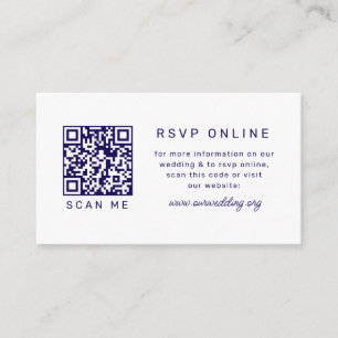 Carte D'accompagnement Code QR RSVP Mariage Coquillage Bleu Blanc Côté Me