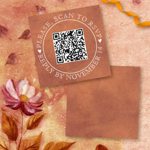 Carte D'accompagnement Code QR RSVP mariage de automne en terre cuite tac