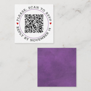 Carte D'accompagnement Code QR RSVP mariage de bordure et de coeur violet