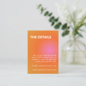 Carte D'accompagnement Code QR RSVP Mariage Dégradé Orange Rose Rétro (Debout devant)