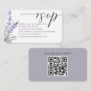 Carte D'accompagnement Code QR RSVP Mariage Élégant Lavande
