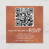 Carte D'accompagnement Code QR RSVP mariage en terre cuite tachée (Devant)