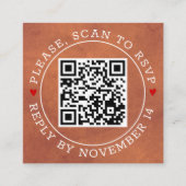 Carte D'accompagnement Code QR RSVP, mariage en terre cuite tachée (Devant)