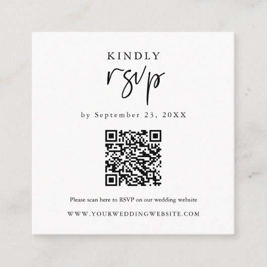 Carte D'accompagnement Code QR RSVP Mariage moderne Insertion (Devant)