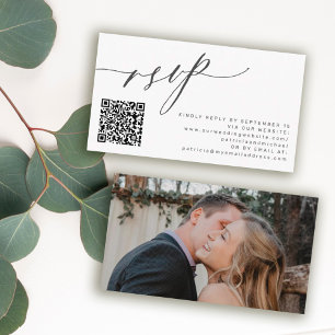 Carte D'accompagnement Code QR RSVP mariage photo moderne site web