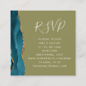 Carte D'accompagnement Code QR RSVP mariage sarcelle or agate olive Budge (Devant)