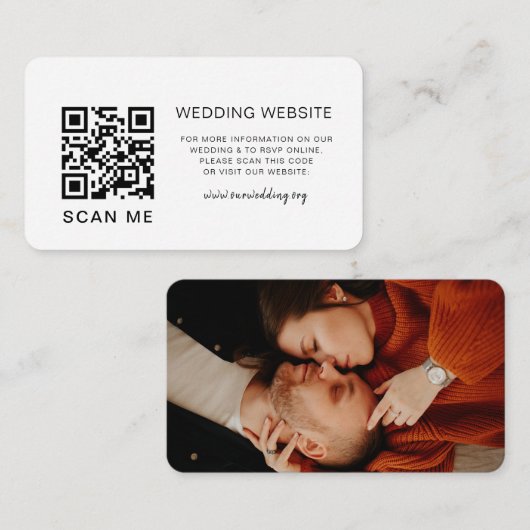 Carte D'accompagnement Code QR RSVP Mariage Site Web Photo (Devant / Derrière)