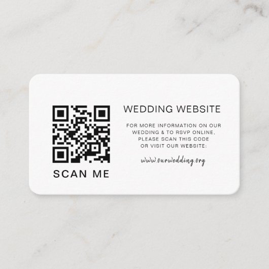 Carte D'accompagnement Code QR RSVP Mariage Site Web Photo (Devant)