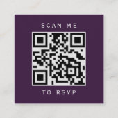 Carte D'accompagnement Code QR RSVP Mariage Teal Silver Agate Purp (Dos)