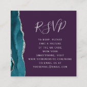 Carte D'accompagnement Code QR RSVP Mariage Teal Silver Agate Purp (Devant)