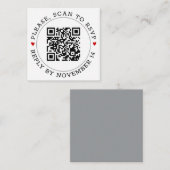 Carte D'accompagnement Code QR RSVP moderne gris des coeurs frontière mar (Devant / Derrière)