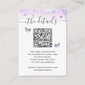 Carte D'accompagnement Code QR RSVP papillon argent violet élégant (Devant)