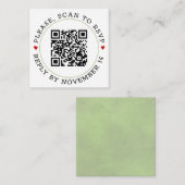 Carte D'accompagnement Code QR RSVP sauge frontière verte et mariage des (Devant / Derrière)