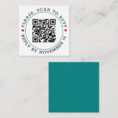 Carte D'accompagnement Code QR RSVP turquoise frontière bleue et mariage  (Devant / Derrière)