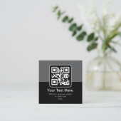 Carte D'accompagnement Code QR scannable moderne | Noir Gris & Blanc (Debout devant)