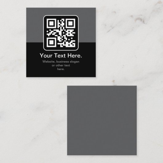 Carte D'accompagnement Code QR scannable moderne | Noir Gris & Blanc (Devant / Derrière)