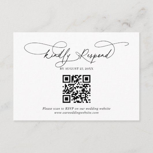 Carte D'accompagnement Code QR Script Floral Dusty Blue Wedding Rsvp (Devant)