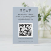 Carte D'accompagnement Code QR simple Dusty Blue Wedding RSVP (Debout devant)