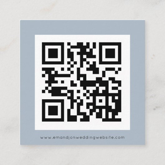 Carte D'accompagnement Code QR simple Dusty Blue Wedding RSVP Enclôture (Dos)