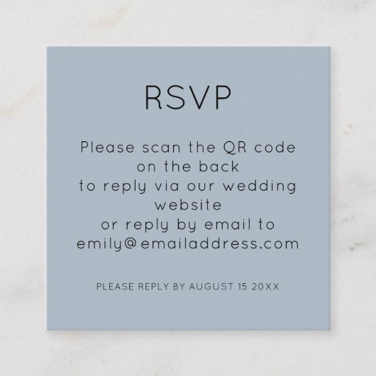 Carte D'accompagnement Code QR simple Dusty Blue Wedding RSVP Enclôture (Devant)