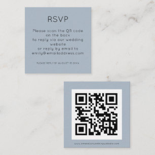 Carte D'accompagnement Code QR simple Dusty Blue Wedding RSVP Enclôture