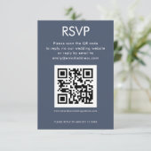 Carte D'accompagnement Code QR simple Dusty Marine Blue Wedding RSVP (Debout devant)