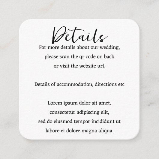 Carte D'accompagnement Code QR simple et élégant (Devant)