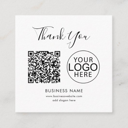 Carte D'accompagnement Code QR simple et Merci de logo d'entreprise (Devant)