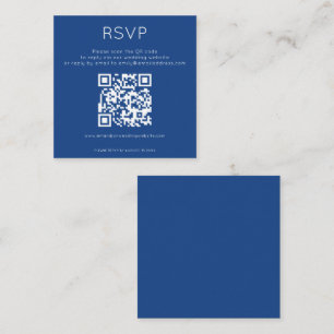 Carte D'accompagnement Code QR simple Mariage bleu RSVP