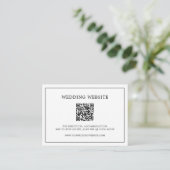 Carte D'accompagnement Code QR Simple Mariage Élégant en Noir et Blanc (Debout devant)