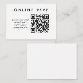 Carte D'accompagnement Code QR simple Mariage en ligne RSVP (Devant / Derrière)