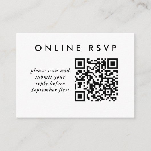 Carte D'accompagnement Code QR simple Mariage en ligne RSVP (Devant)