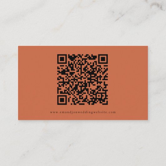 Carte D'accompagnement Code QR simple Mariage en terre cuite RSVP (Dos)