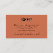 Carte D'accompagnement Code QR simple Mariage en terre cuite RSVP (Devant)