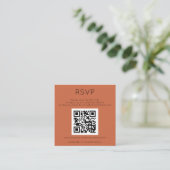 Carte D'accompagnement Code QR simple Mariage en terre cuite RSVP (Debout devant)