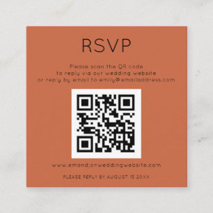 Carte D'accompagnement Code QR simple Mariage en terre cuite RSVP