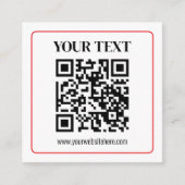Carte D'accompagnement Code QR simple noir et blanc avec bordure rouge (Devant)
