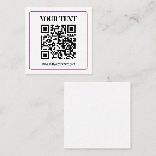 Carte D'accompagnement Code QR simple noir et blanc avec bordure rouge (Devant / Derrière)