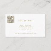 Carte D'accompagnement Code QR simple or mariage site Web des invités (Devant)