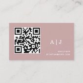 Carte D'accompagnement Code QR simple pour un site web de mariage rose po (Dos)