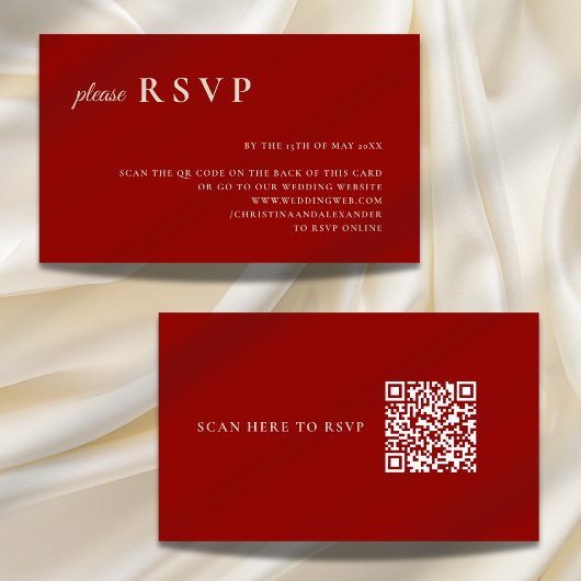 Carte D'accompagnement Code QR simple rouge rubis blanc pour réponse de m