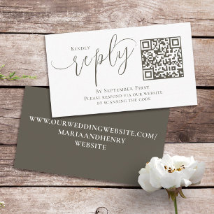 Carte D'accompagnement Code QR simple RSVP Online Calligraphy Script