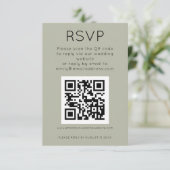 Carte D'accompagnement Code QR simple Soft Sage Wedding RSVP (Debout devant)