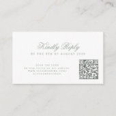 Carte D'accompagnement Code QR site web monogramme vert sauge mariage (Devant)