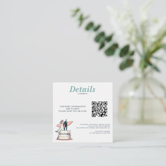 Carte D'accompagnement Code QR surf Mariage (Debout devant)