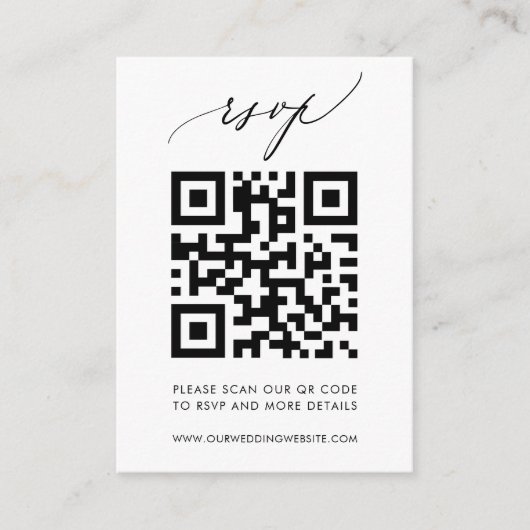 Carte D'accompagnement Code QR tendance élégante Calligraphie Mariage RSV (Devant)