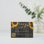 Carte D'accompagnement Code QR tournesol rustique élégant mariage RSVP (Debout devant)